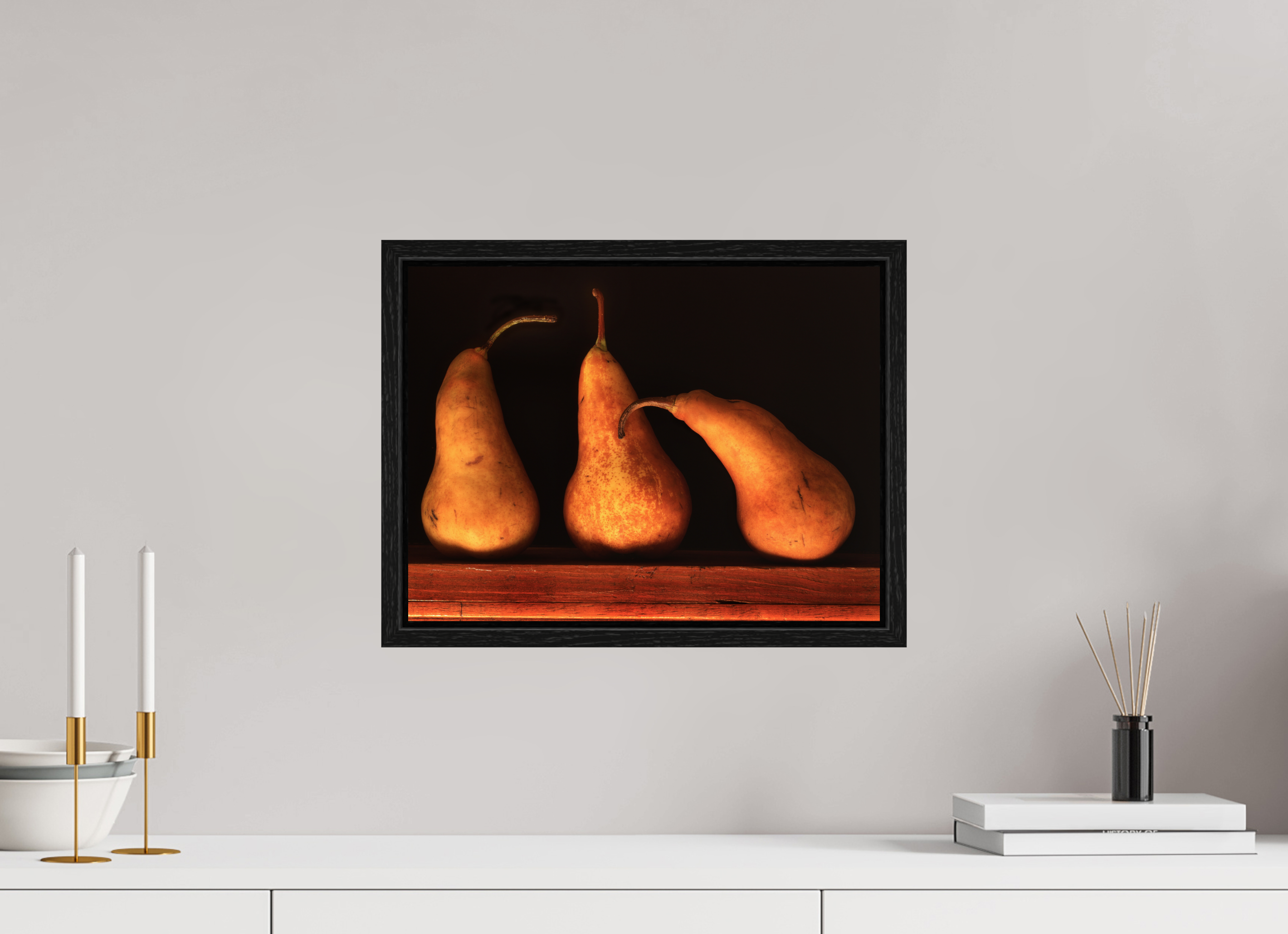 16 x 12″, Floater Frame Three Pears