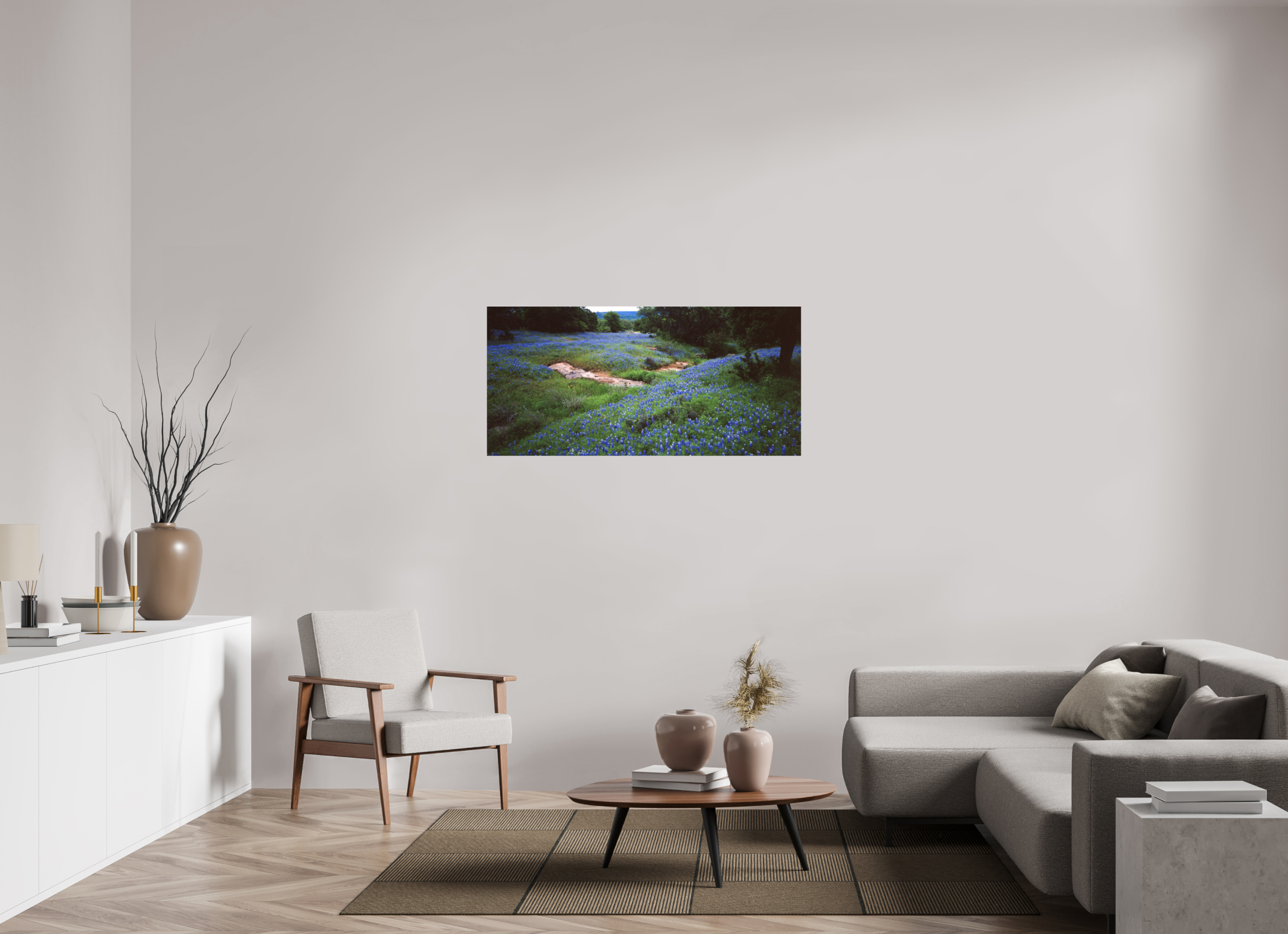 50.5 x 24″, Photo Print Under Acrylic Glass Bluebonnet Field
