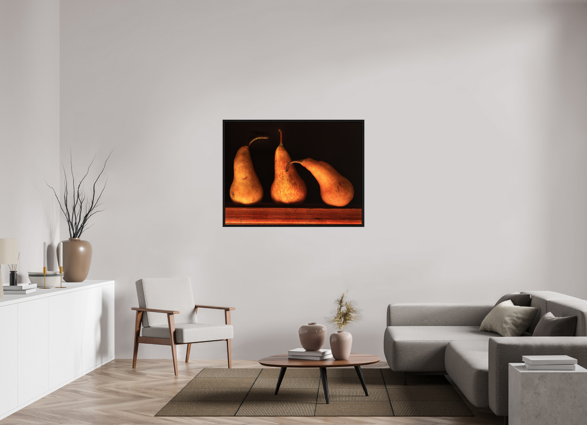 48 x 36″, Floater Frame Three Pears