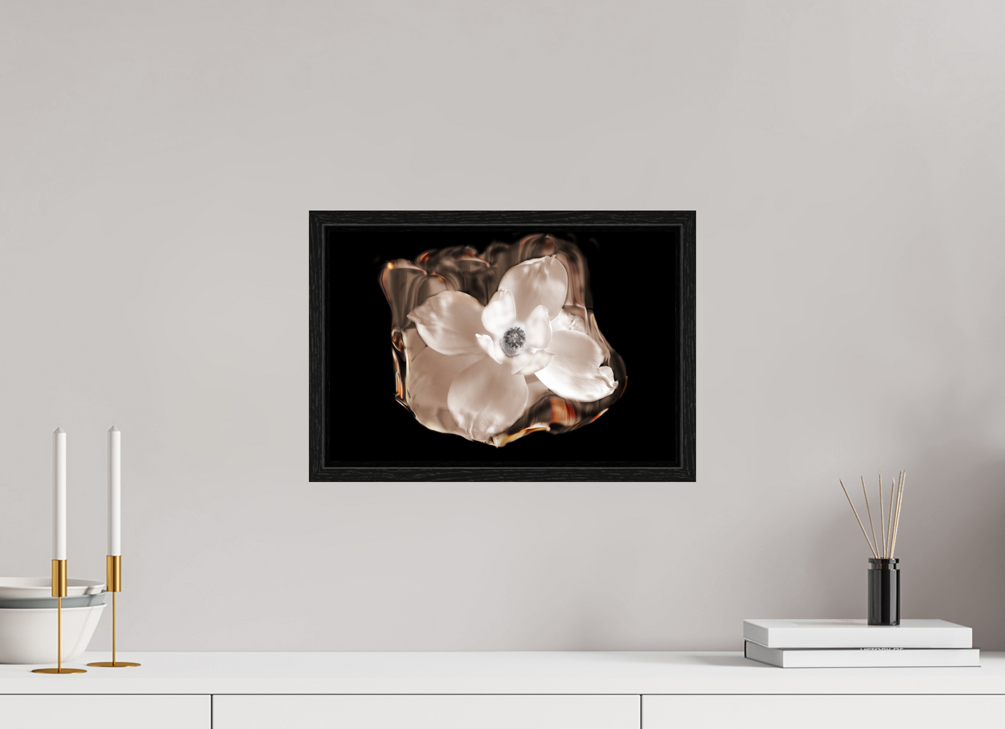 15 x 10″, Floater Frame Magnolia Selenium