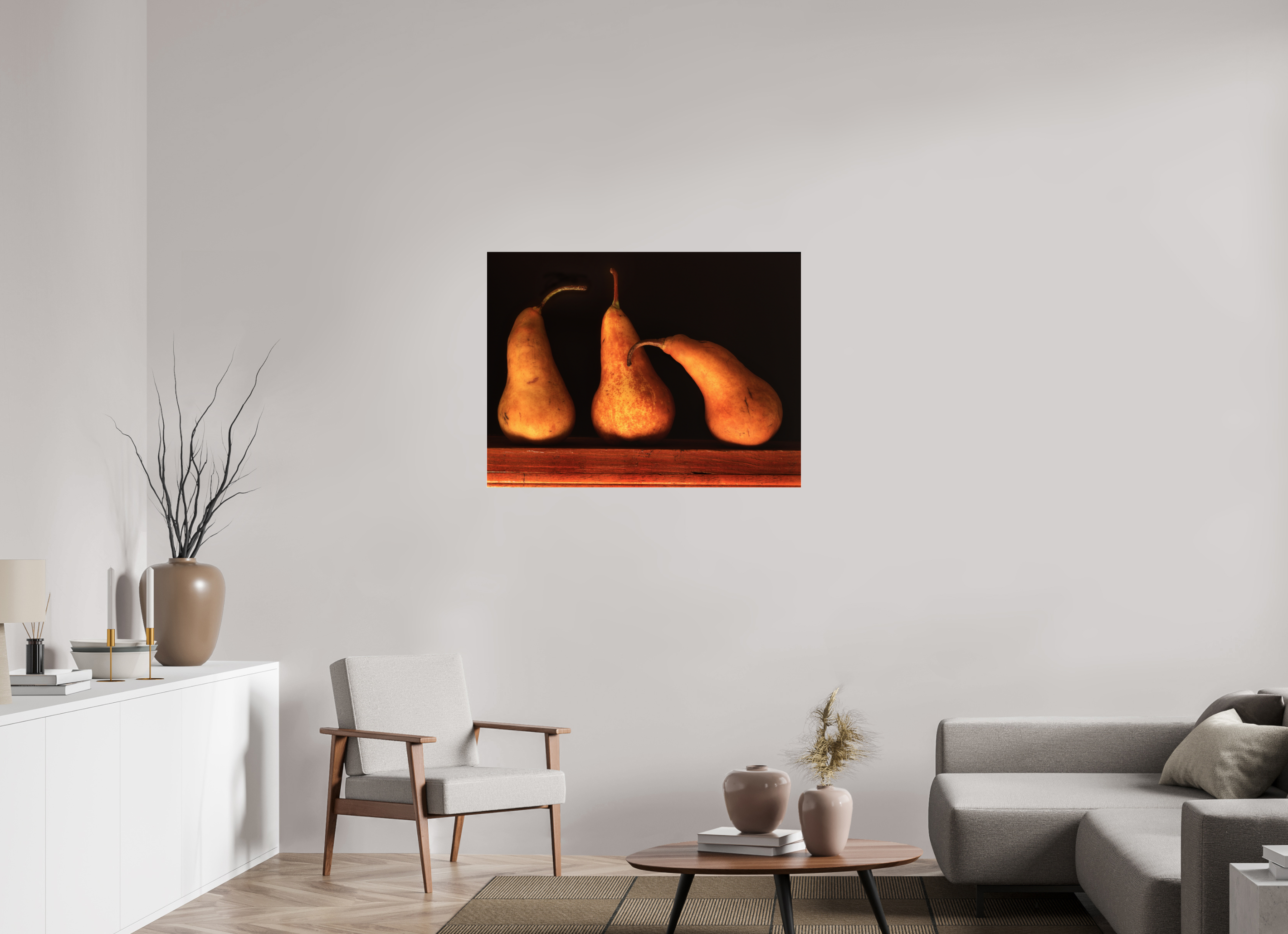40 x 30″, Photo Print Under Acrylic Glass Three Pears