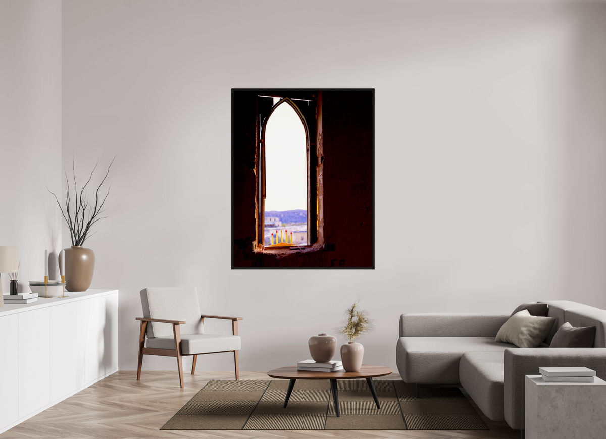 47 x 60″, Floater Frame Window Terlingua Church