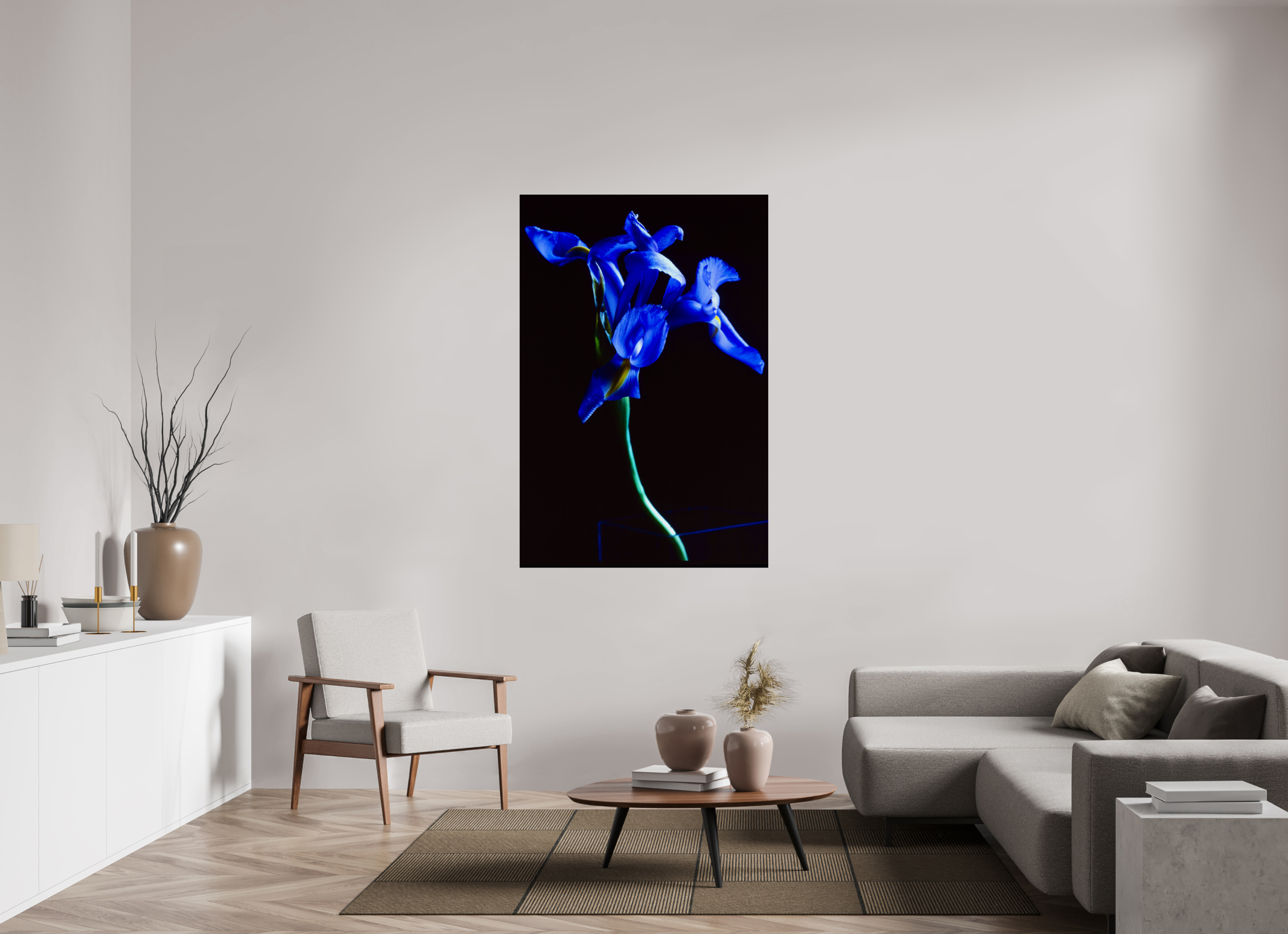 40 x 60″, Photo Print Under Acrylic Glass Blue Iris single