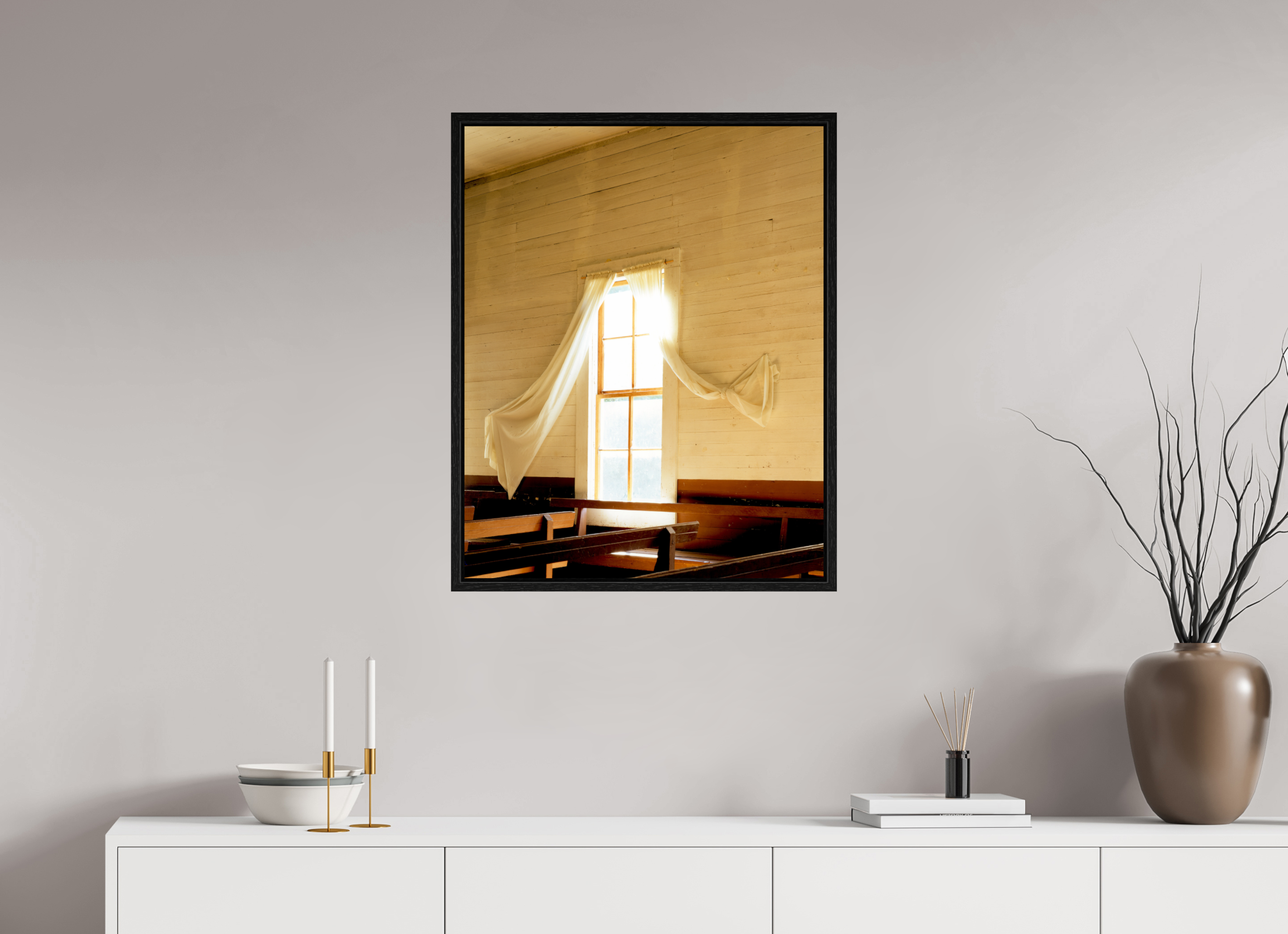24 x 30.2″, Floater Frame Church Window Fred Texas