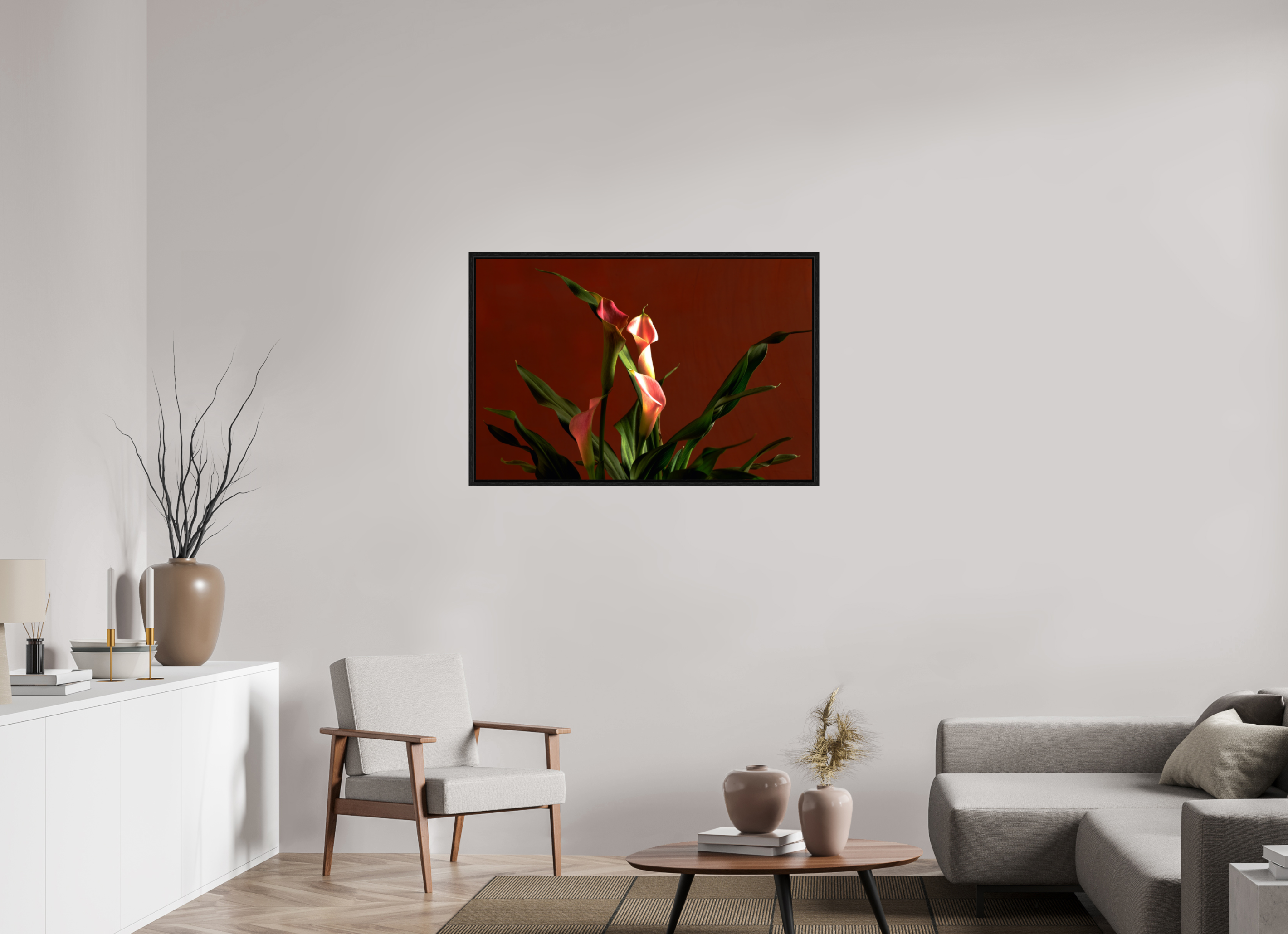 42.7 x 28″, Floater Frame A study in Peach
