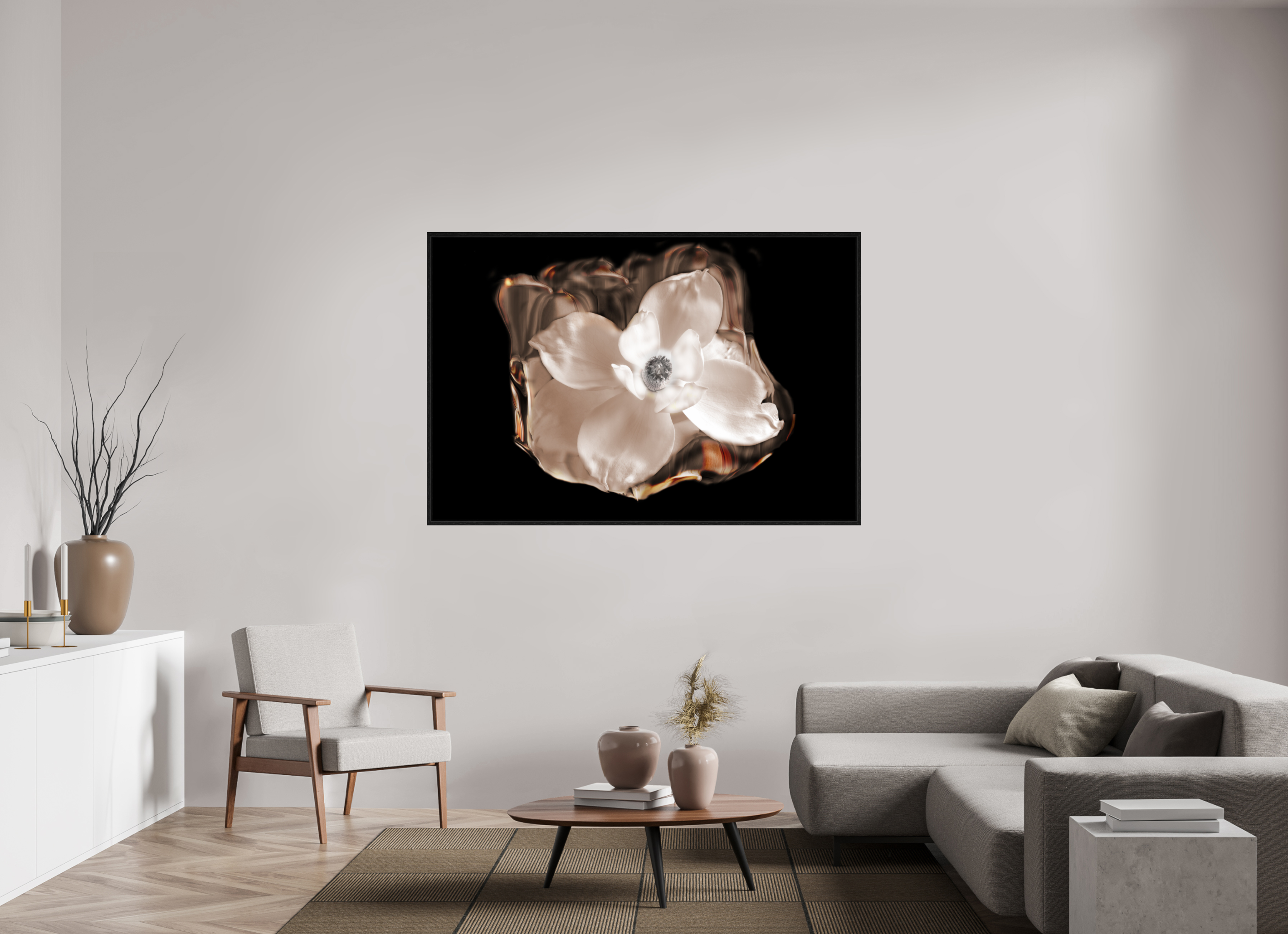 66 x 44″, Floater Frame Magnolia Selenium