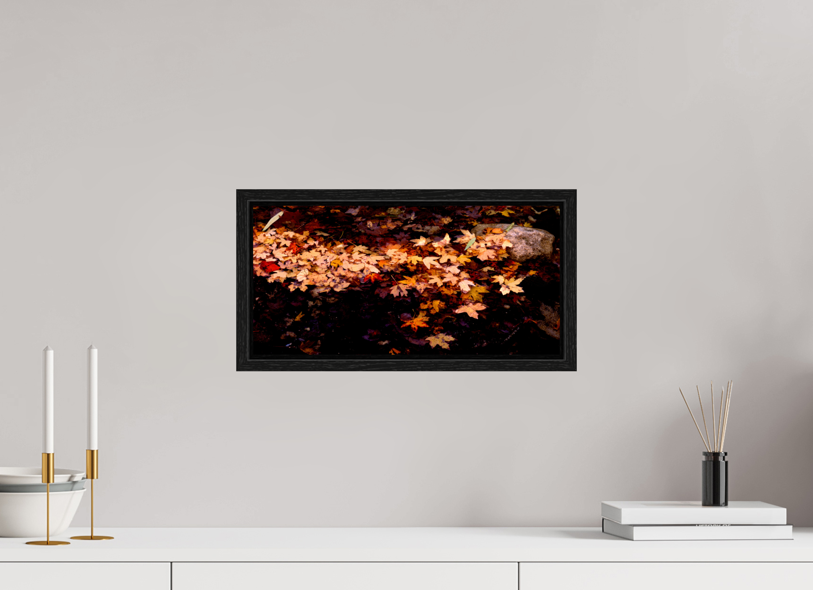 16.5 x 8″, Floater Frame Autumn Leaves