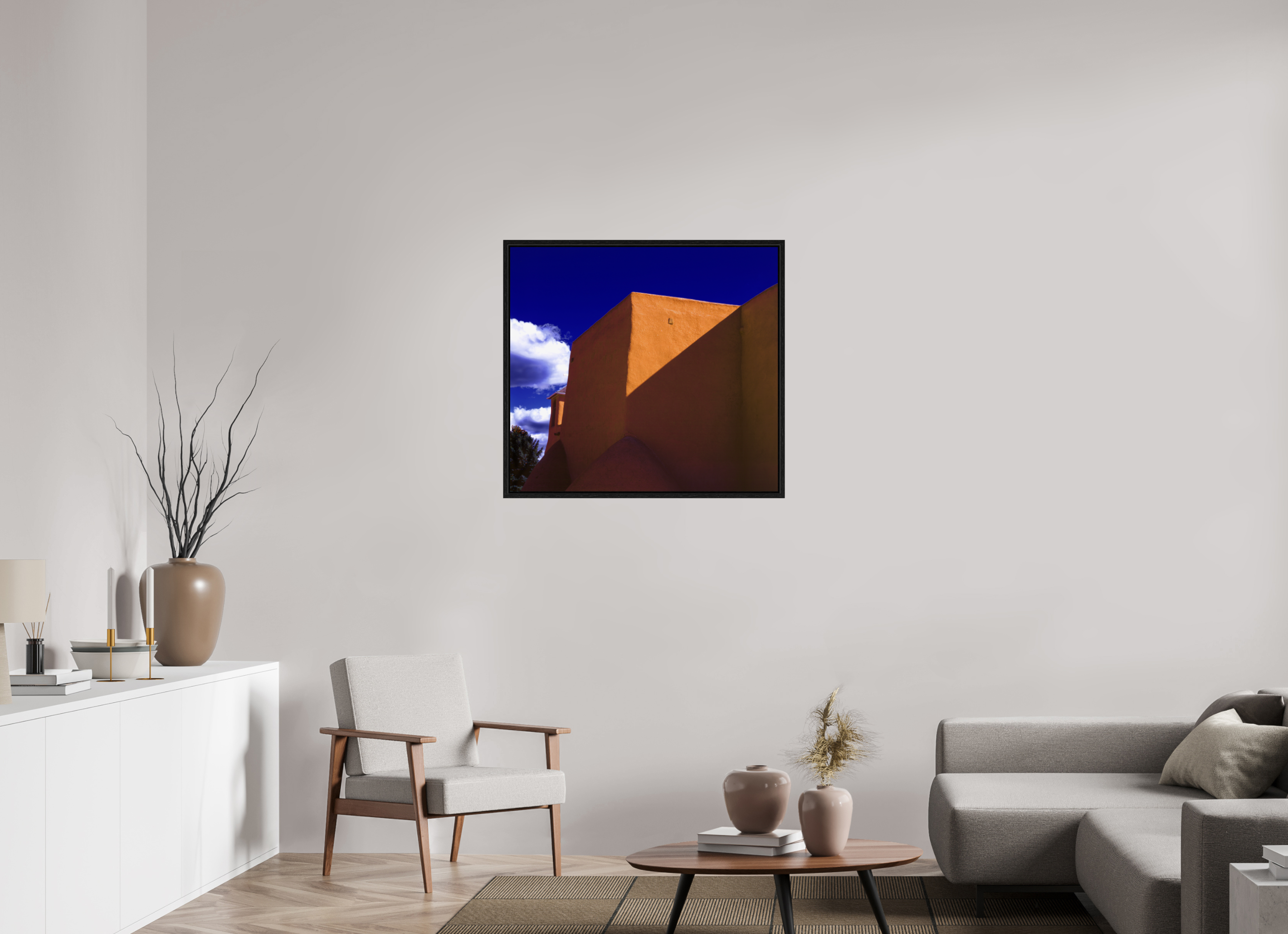 33.9 x 31″, Floater Frame Adobe