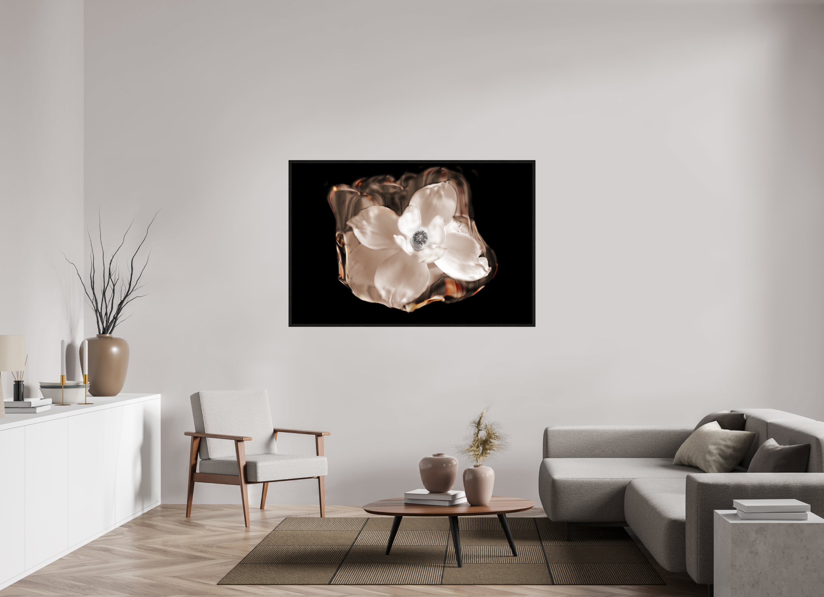 60 x 40″, Floater Frame Magnolia Selenium