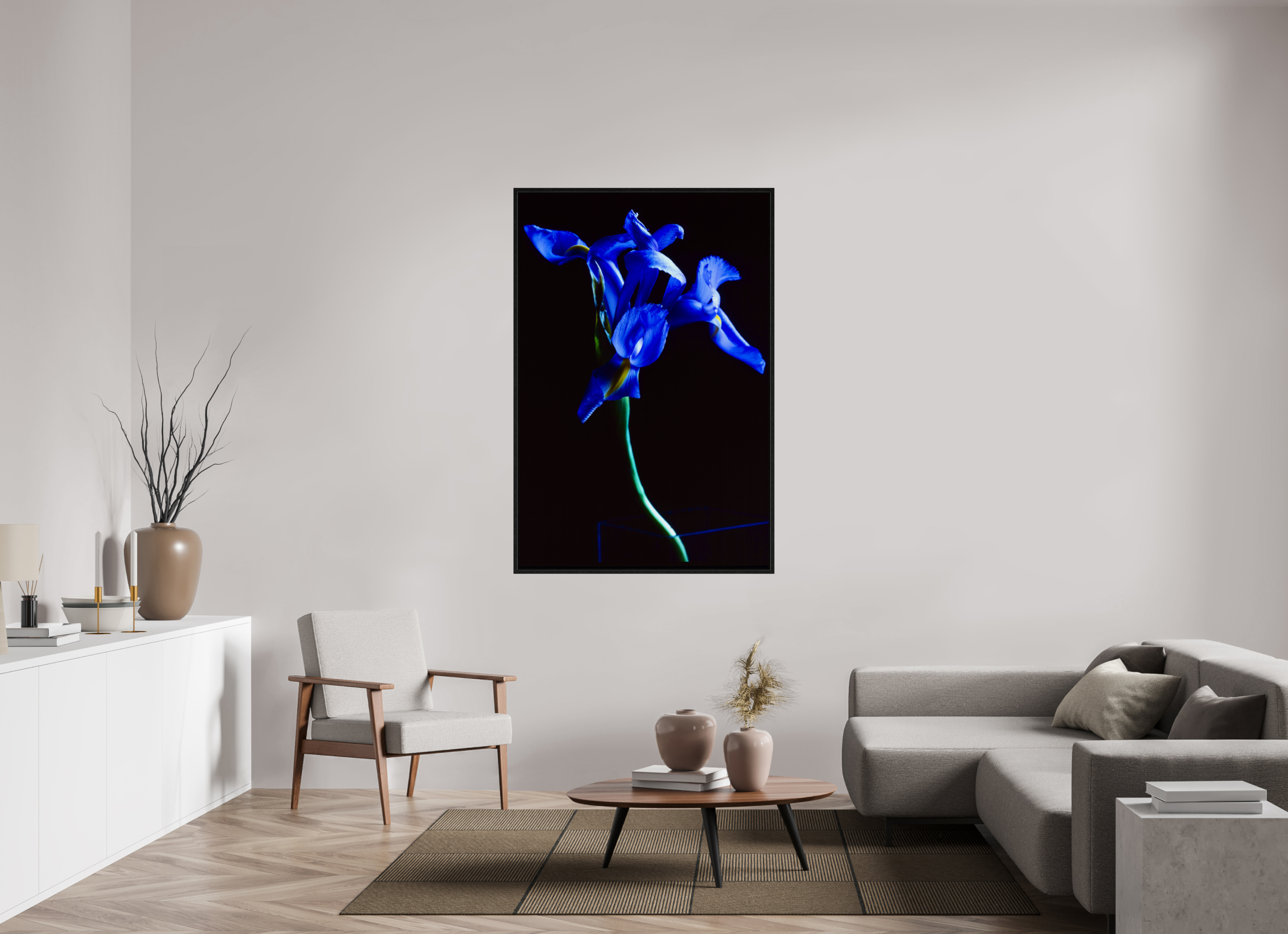 40 x 60″, Floater Frame Blue Iris single