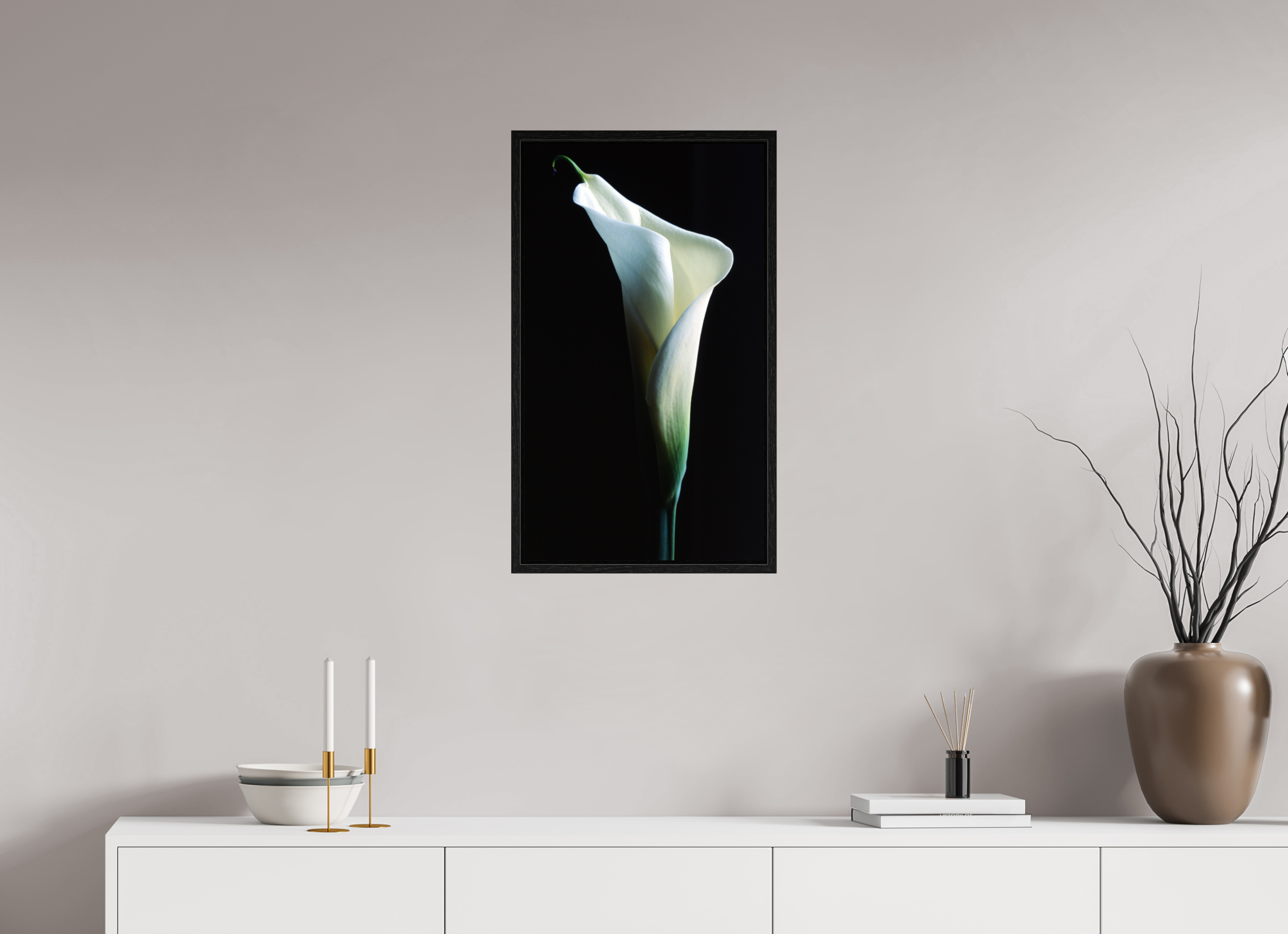 16 x 27.8″, Floater Frame Calla Lilly