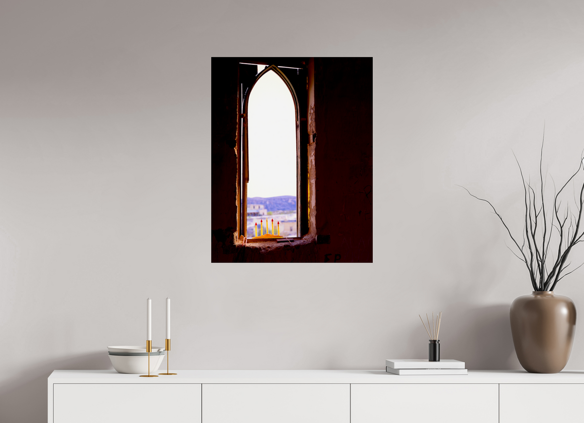 24 x 30.6″, Photo Print Under Acrylic Glass Window Terlingua Church
