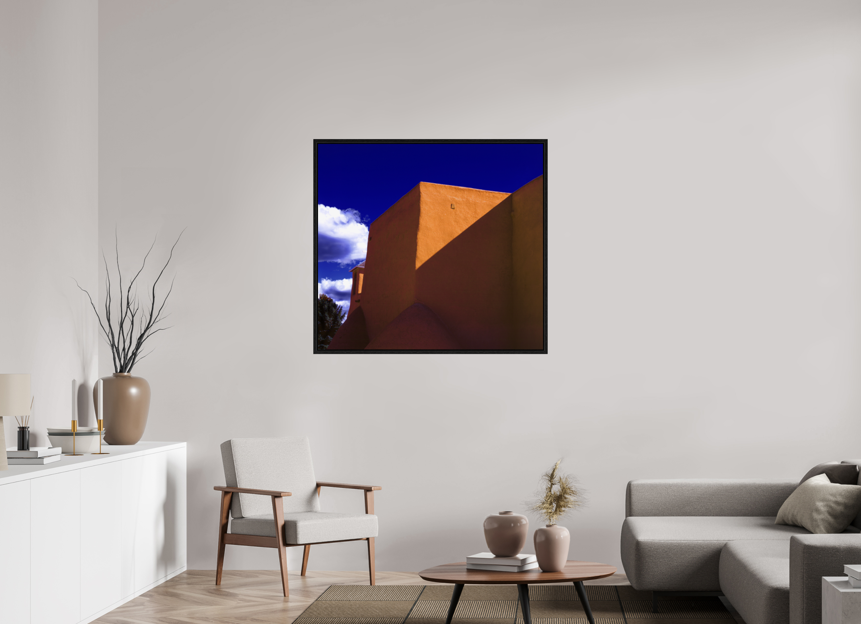 42.7 x 39″, Floater Frame Adobe