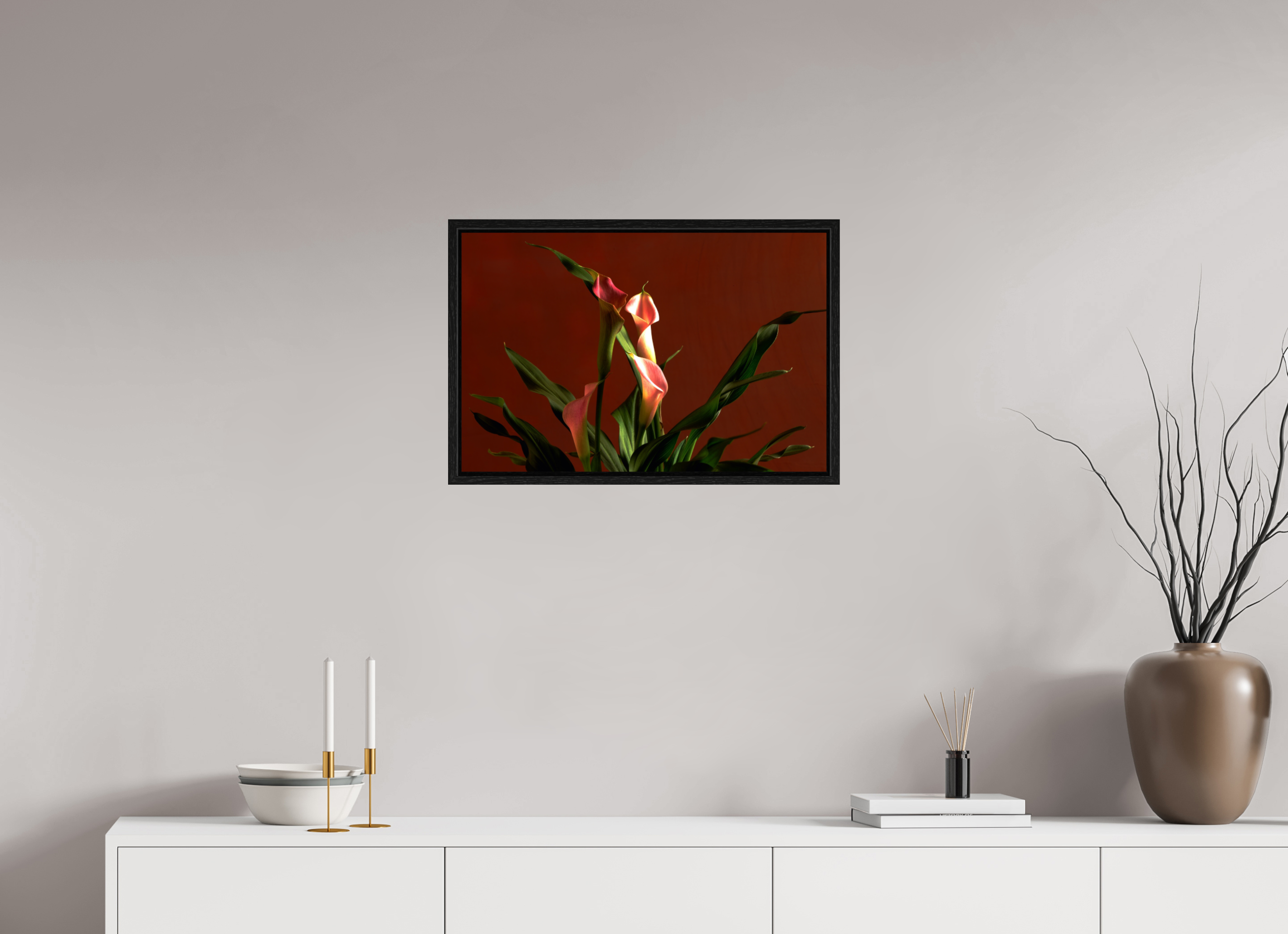 24.4 x 16″, Floater Frame A study in Peach