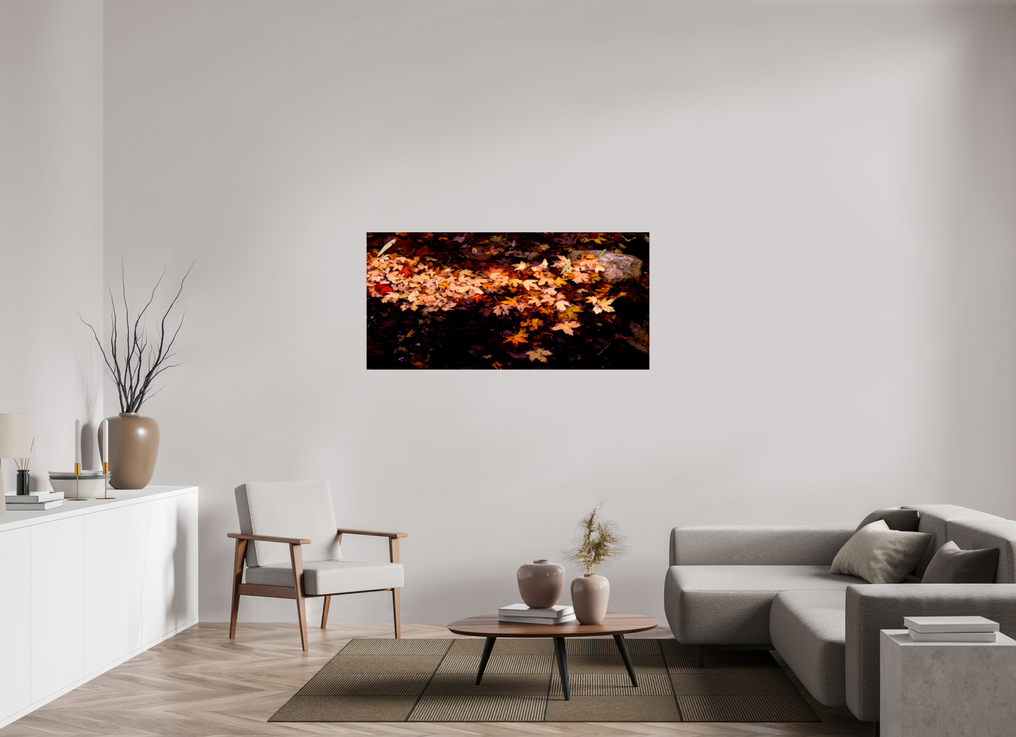 57.6 x 28″, Photo Print Under Acrylic Glass Autumn Leaves
