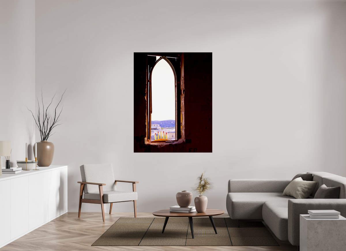 47 x 60″, Photo Print Under Acrylic Glass Window Terlingua Church