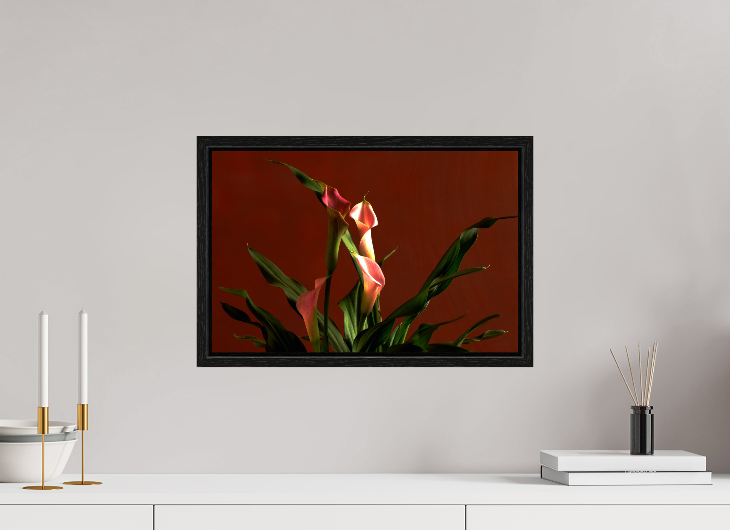 18.3 x 12″, Floater Frame A study in Peach