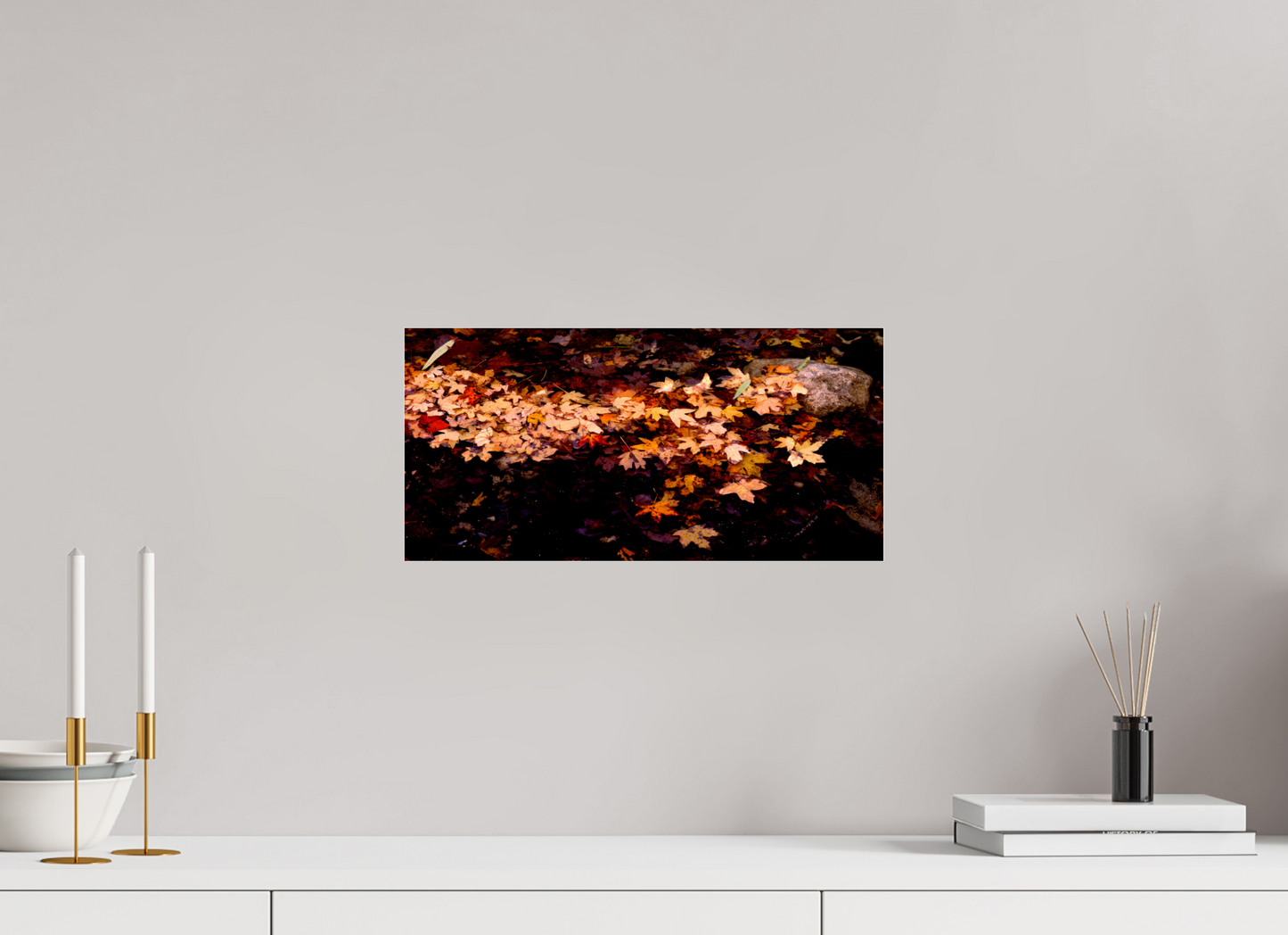 16.5 x 8″, Photo Print Under Acrylic Glass Autumn Leaves