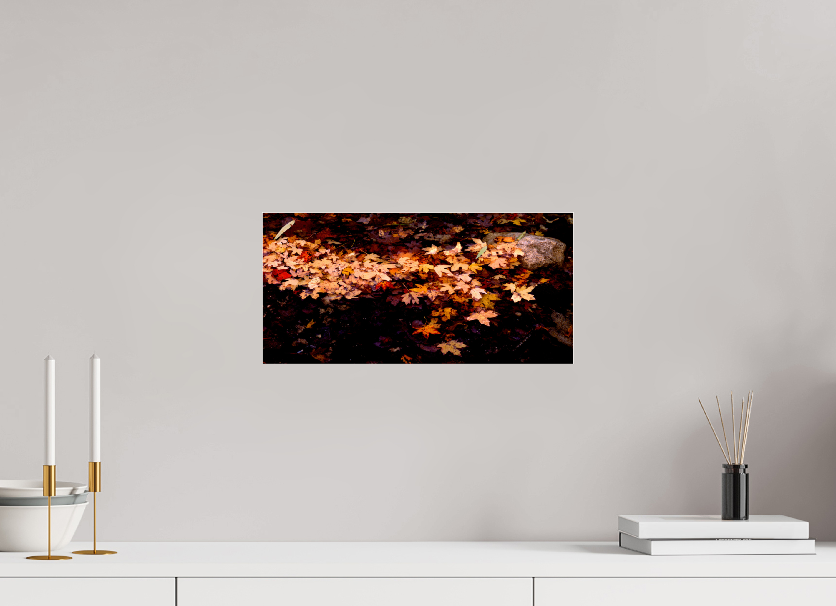 16.5 x 8″, Photo Print Under Acrylic Glass Autumn Leaves