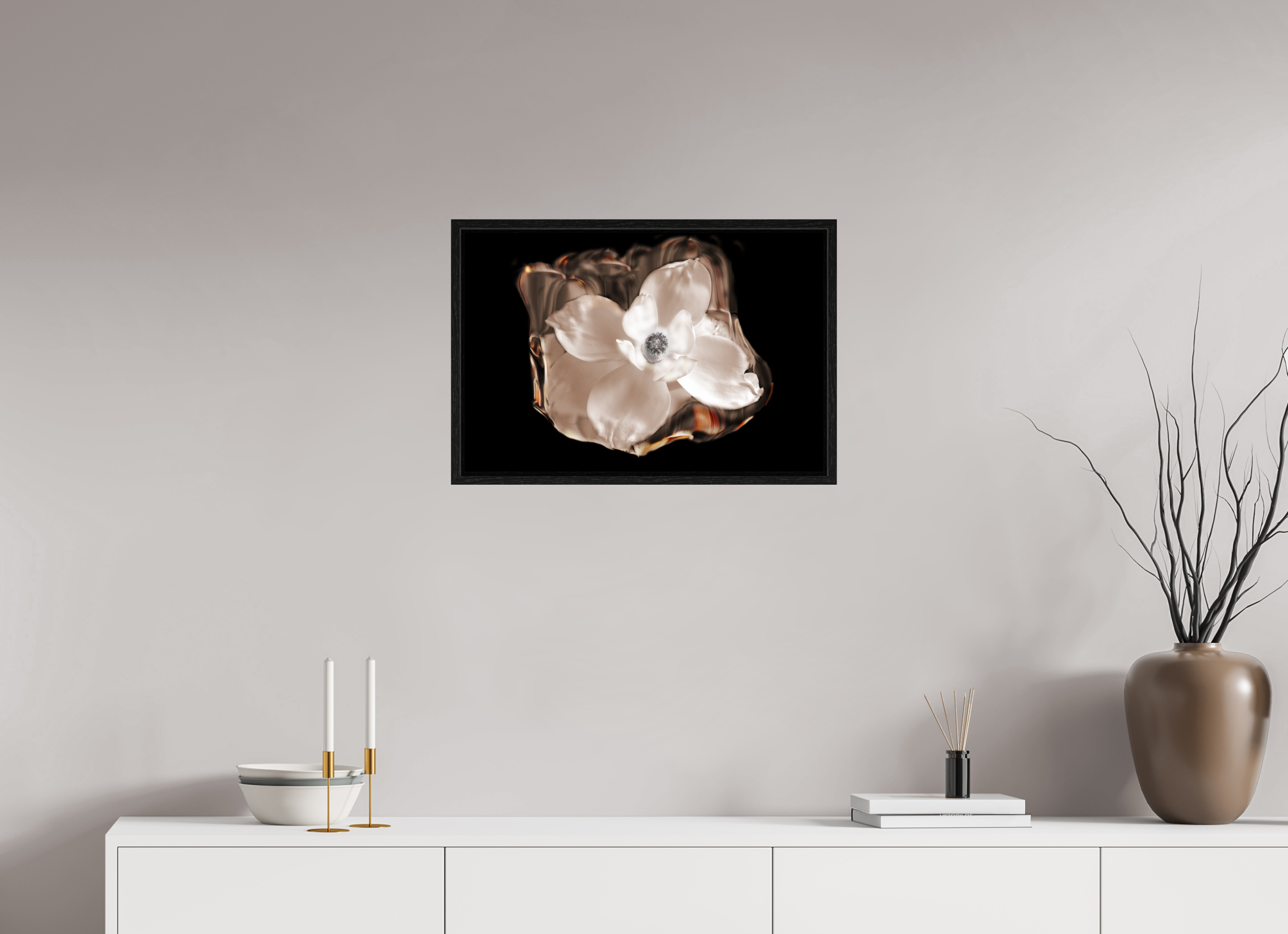 24 x 16″, Floater Frame Magnolia Selenium