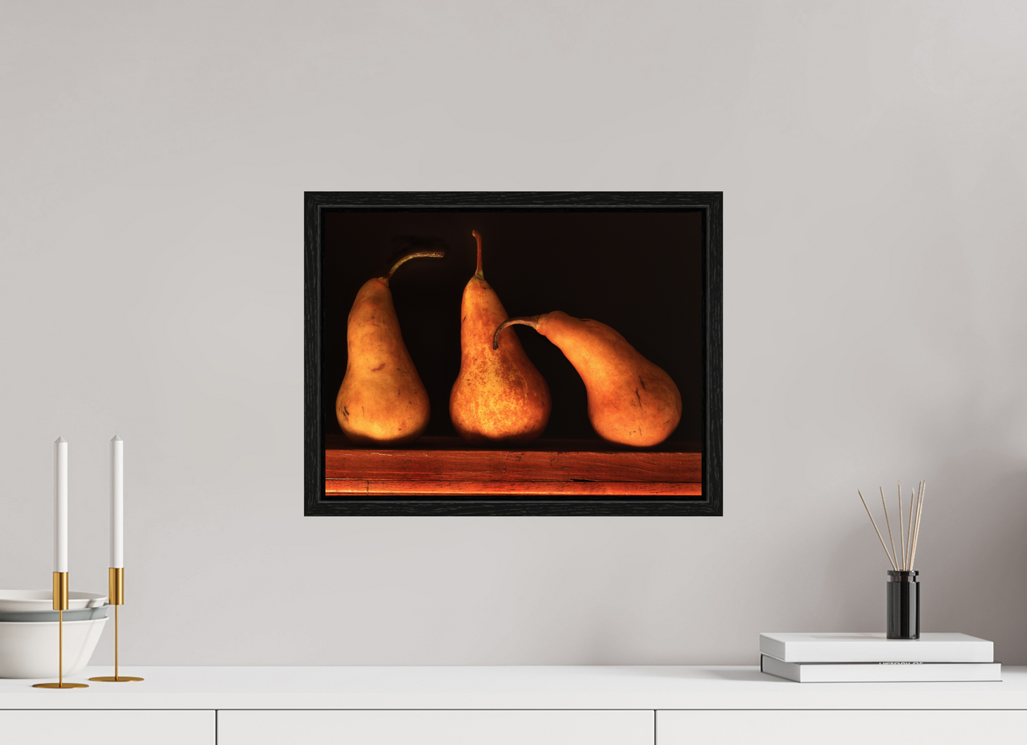 16 x 12″, Floater Frame Three Pears