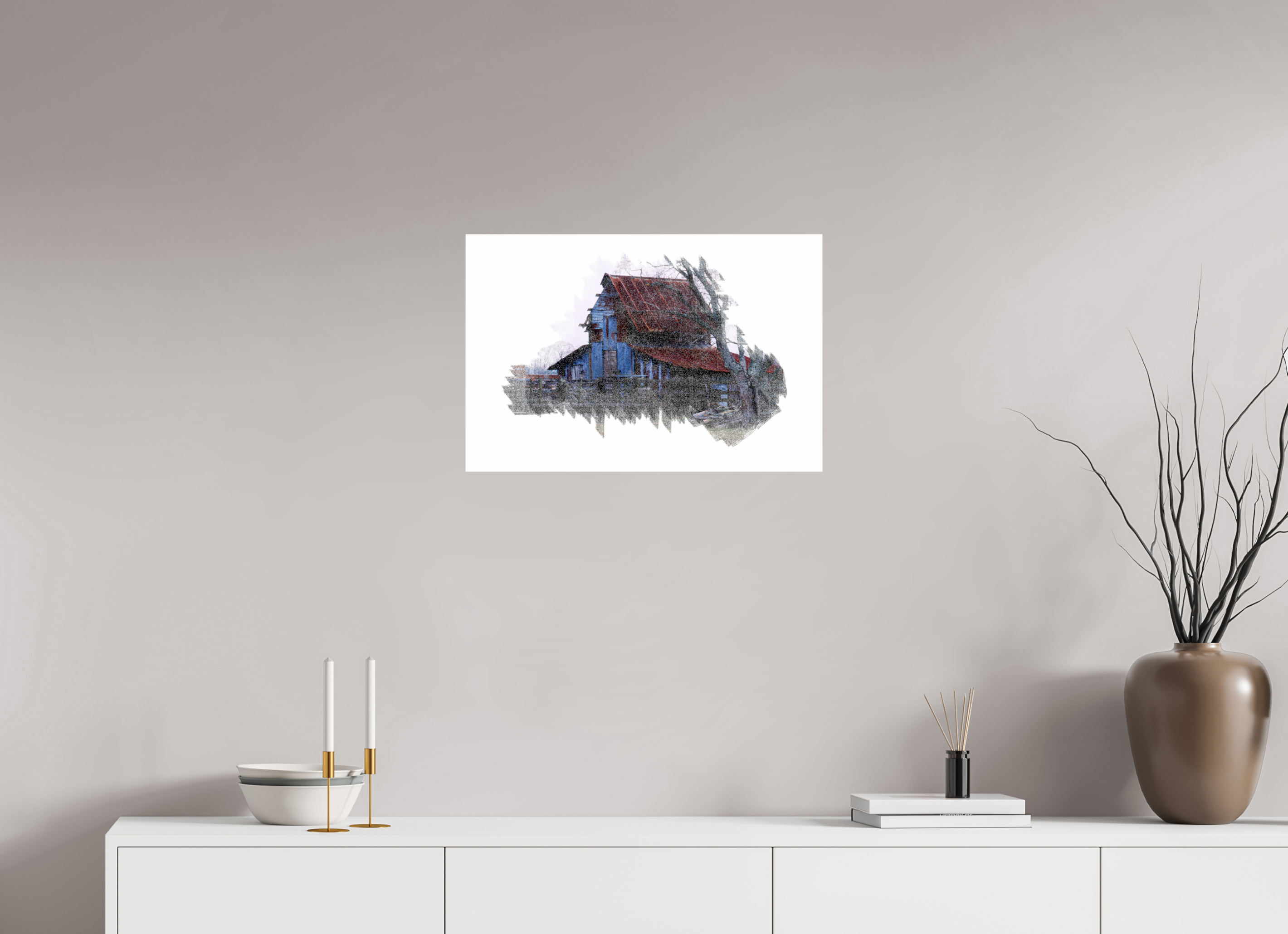 24 x 16″, Photo Print Under Acrylic Glass Barn