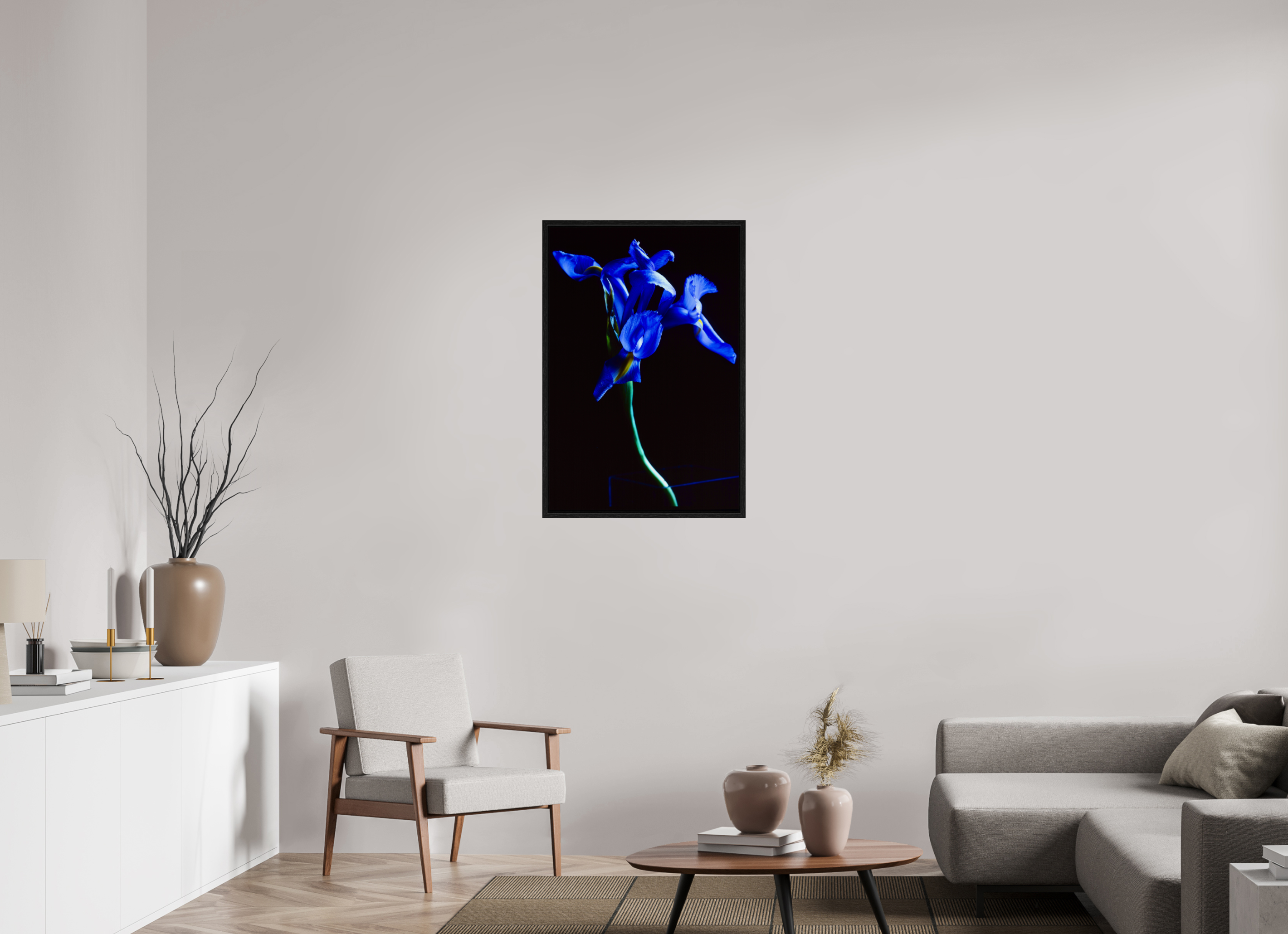 24 x 36″, Floater Frame Blue Iris single