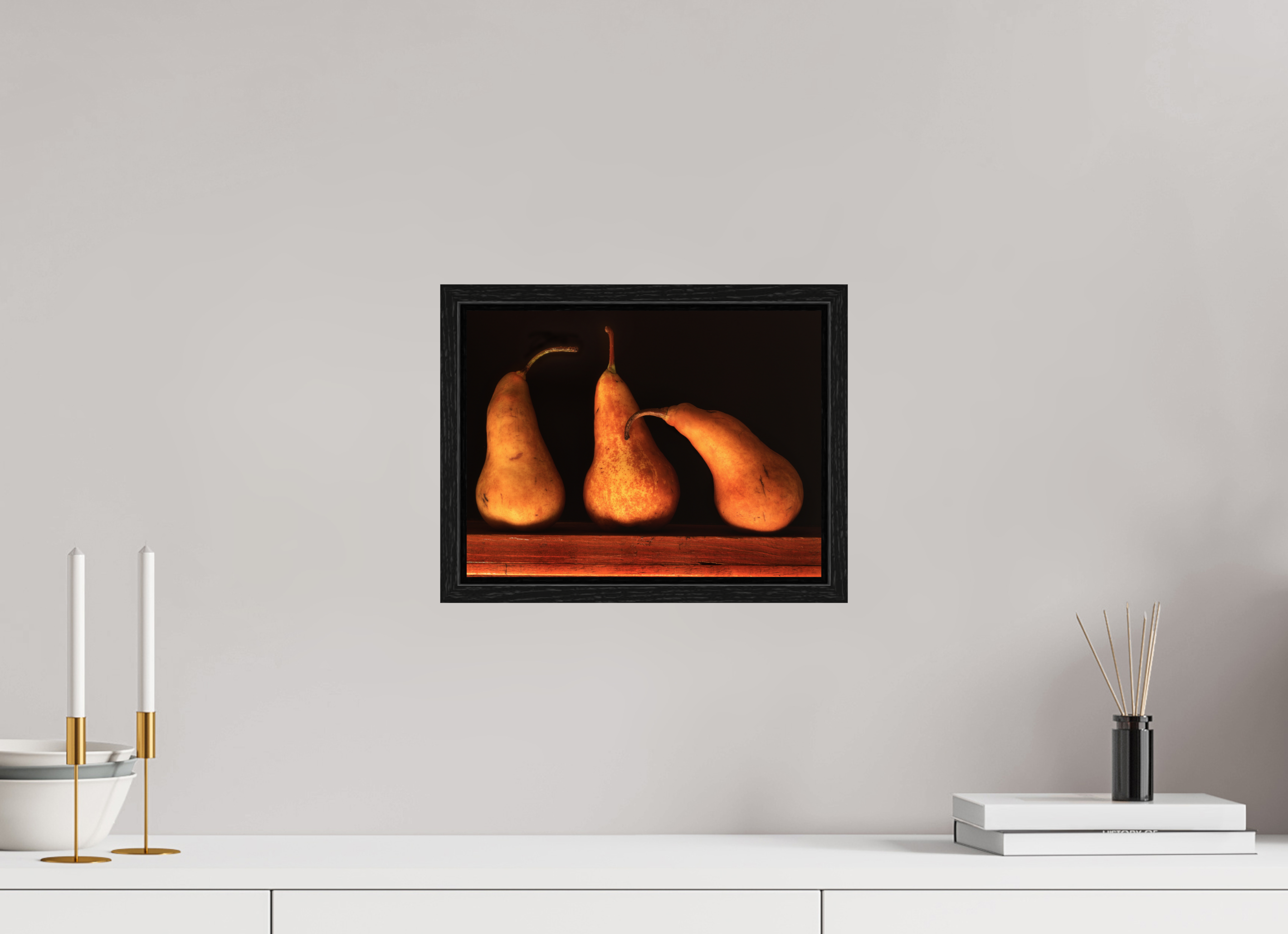 12 x 9″, Floater Frame Three Pears