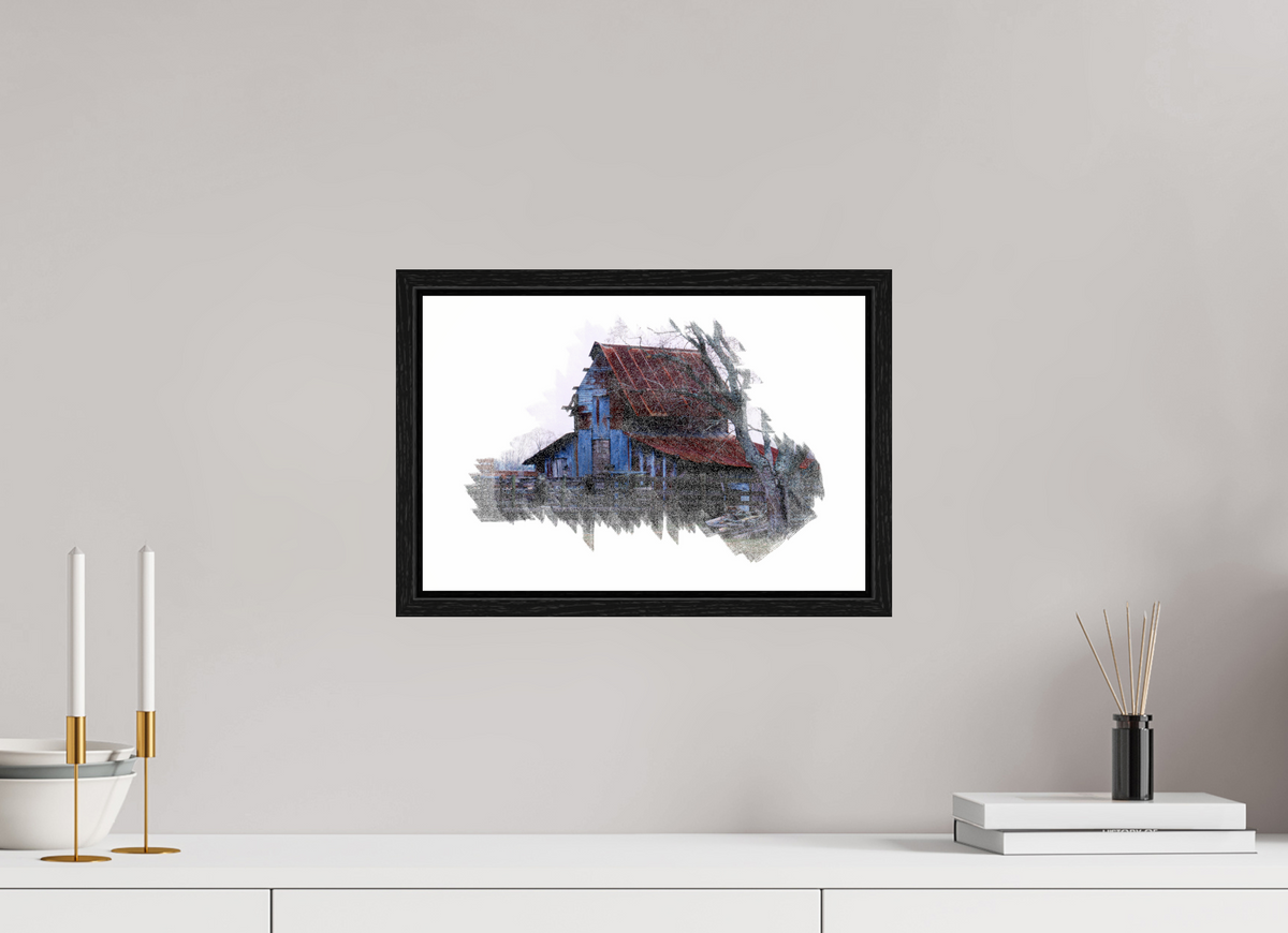 15 x 10″, Floater Frame Barn