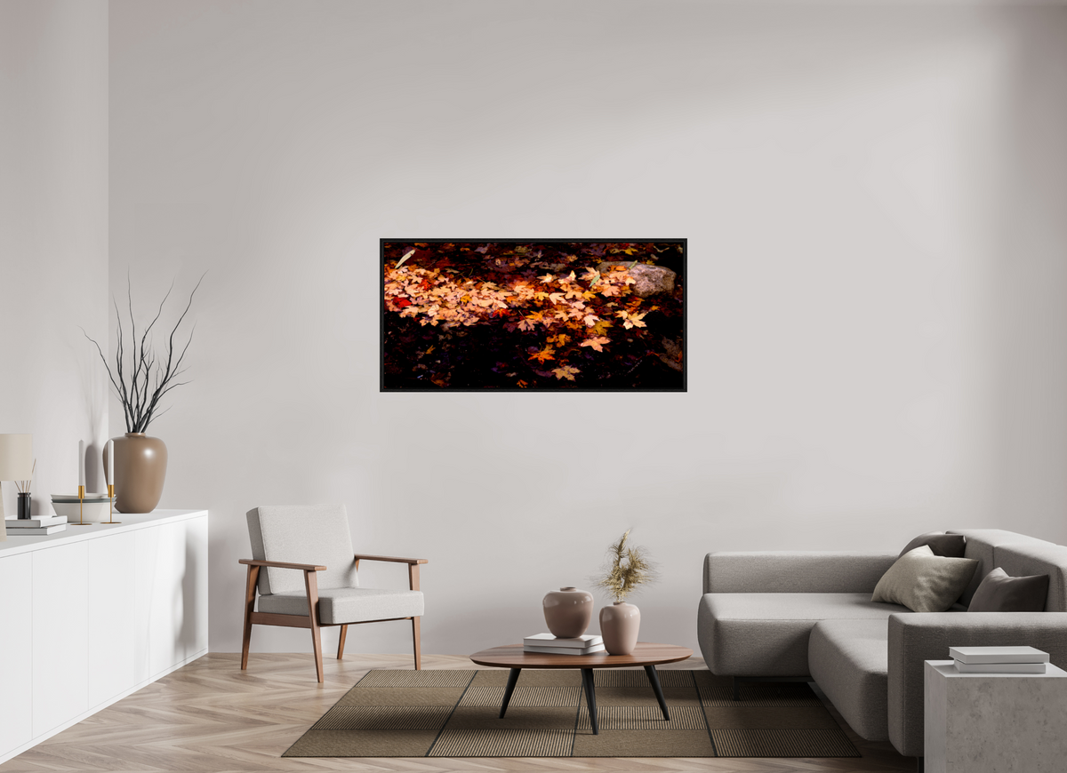 57.6 x 28″, Floater Frame Autumn Leaves