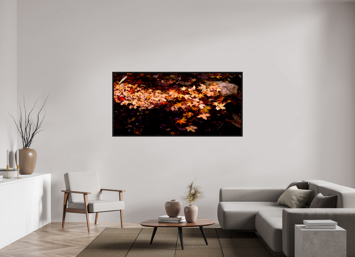 72.1 x 35″, Floater Frame Autumn Leaves