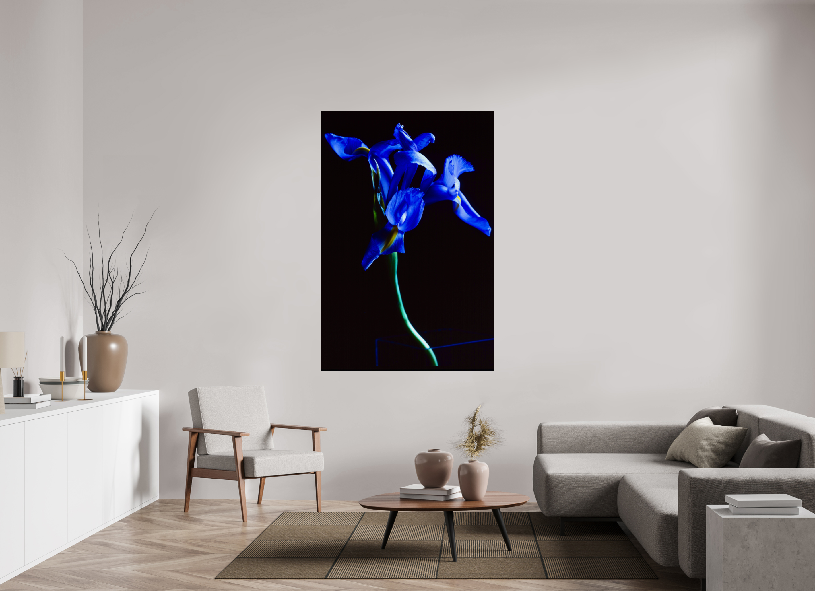 44 x 66″, Photo Print Under Acrylic Glass Blue Iris single
